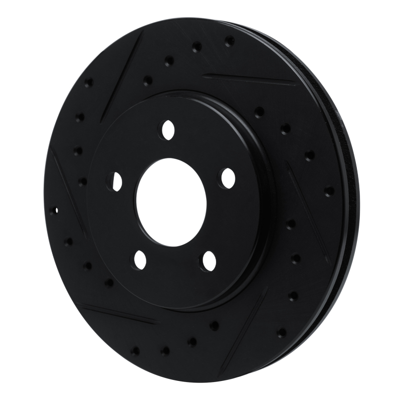 Chrysler Town & Country Brake Rotor (1) - Front Left - R1 Concepts - Drilled & Slotted - Black - `96-`00